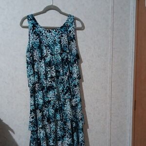 Kim Rogers Blue and Black Sleeveless Maxi Sundress
